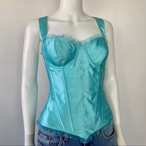 Vintage y2k  boned empire bra ruffle laceup corset